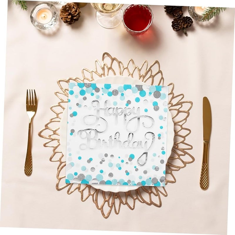 مناديل فضية يمكن التخلص منها 40 قطعة، أدوات مائدة أنيقة لحفلات أعياد الميلاد والزفاف - Image 4