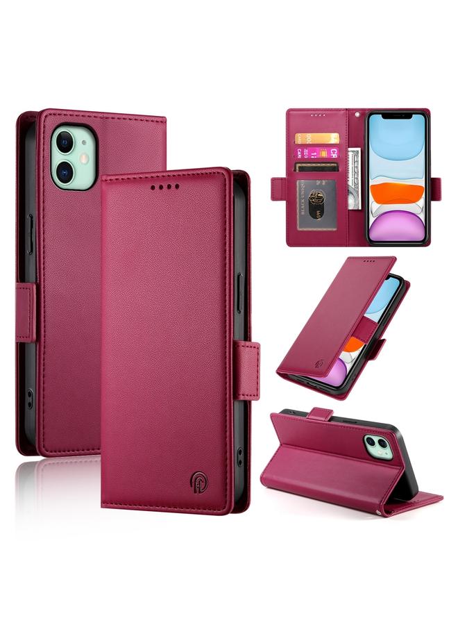 زبون جراب لهاتف iPhone 11 مع مشبك جانبي مغناطيسي من الجلد المصقول - Image 1