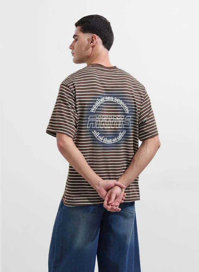 شركة المرآب الهندية Men Relaxed Fit Striped Crew Neck Half Sleeves T-Shirt