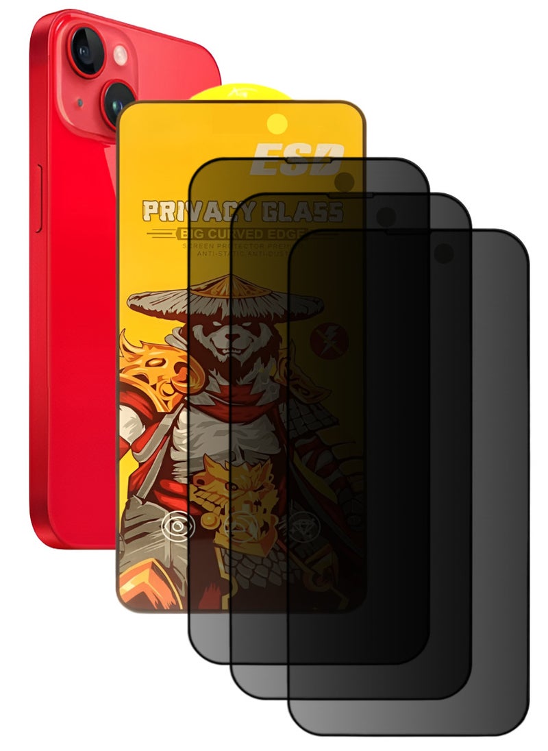 ESD 3 Pieces Tempered Dustproof Privacy Glass Screen Protector Compatible For iPhone 14 Plus - Image 1