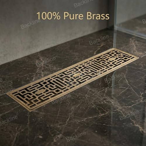 B Backline Brass Floor Drainer Bathroom Floor Water Drainer Bathroom Drain Grating with Anti-Foul Cockroach Trap 12 X 3 Inches (Antique Finish 10) - Image 4