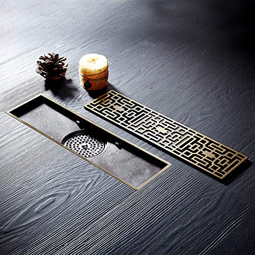 B Backline Brass Floor Drainer Bathroom Floor Water Drainer Bathroom Drain Grating with Anti-Foul Cockroach Trap 12 X 3 Inches (Antique Finish 10) - Image 1