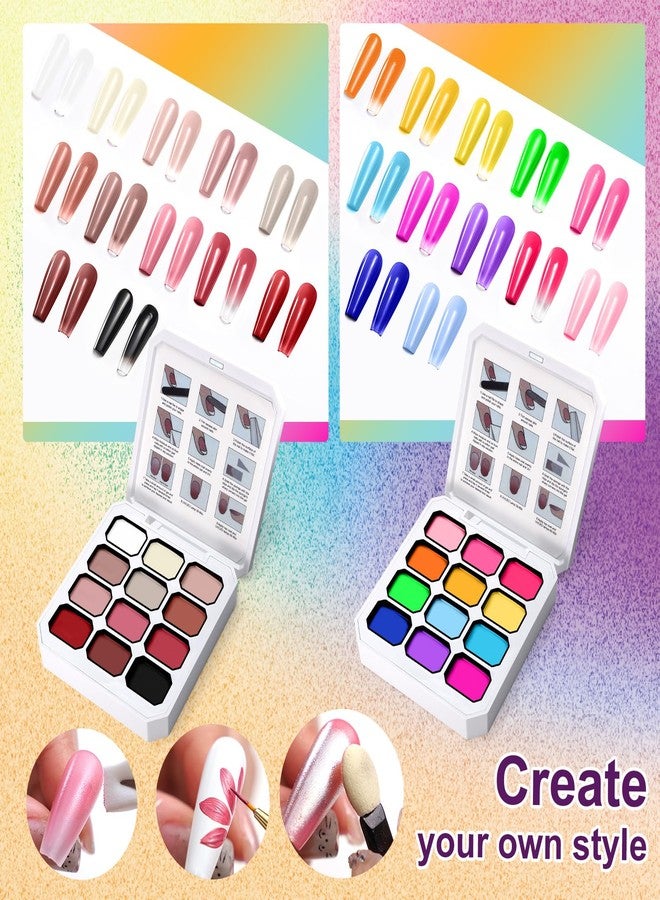 U-Shinein 24 Colors Gradient Nail Gel Palette Set, Hema ＆ TPO Free Bright Nude Black White Pink Blue Ombre Gel Nail for Pigment Painting Pat Nails Gel Kit, Perfect with Salon Pro DIY Home Nail Art - Image 5