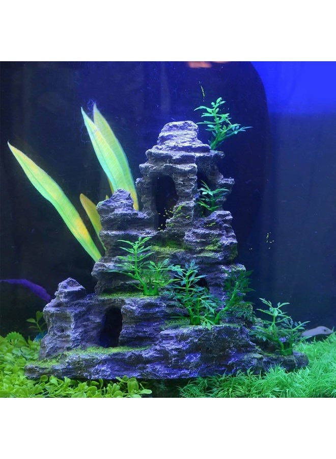 YXQ Aquarium Ornament Mountain Decor Stone Statue Rockery Cave Landscape for Fish Tank Decorations, Large - Image 3