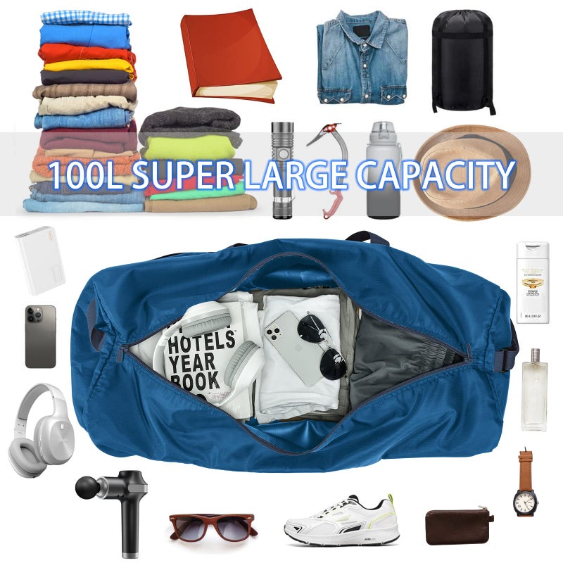 iFARADAY Extra Large Duffel Bag 32.5 inch 105L Lightweight Luggage for Travel Camping Storage-Blue - Image 5