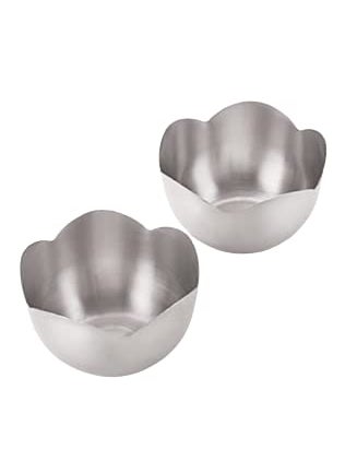 FINALITY FINALITY Stainless Steel Flower Shape Serving Desert Bowl ice Cream Bowl Sabji Bowl Dal Bowl Color Silver Size 10 cm Set of 2 Pcs  - Image 1