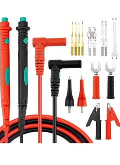 Multimeter Test Leads Kit, Test Leads with Double Insulated Anti-Slip Hand Grips, Replaceable Test Probes Set of 16 (Crocodile Clips, Spade Terminal, Banana Plug, Cooper-plated Sharp Tips)