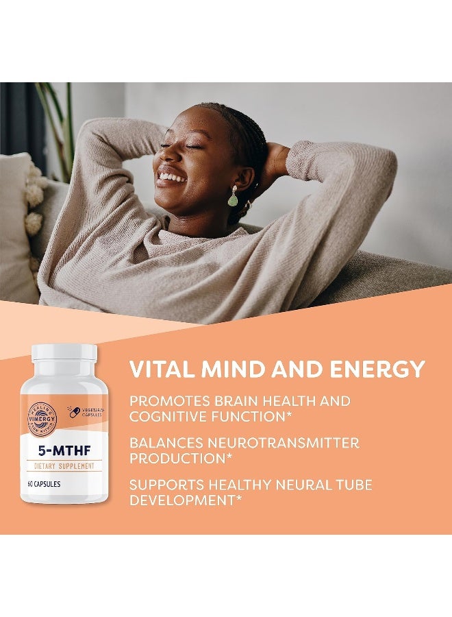 Vimergy 5-Mthf, 60 Servings – Highly Absorbable Capsules – Supports Brain Health & Cognitive Function – Healthy Mood Support Supplement* - Non-Gmo, Gluten-Free, Vegan & Paleo Friendly - Image 2