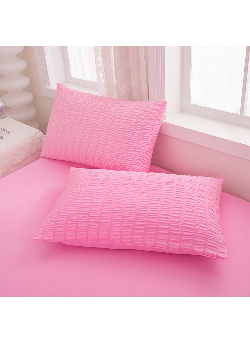 Yadangxiawa Yadangxiawa Pink Comforter Sets King Size  Pink Seersucker Bedding Set 3-Pieces Bed in a Bag Microfiber Lightweight Comforter All Season Bedding Sets with 2 Pillowcases  - Image 3