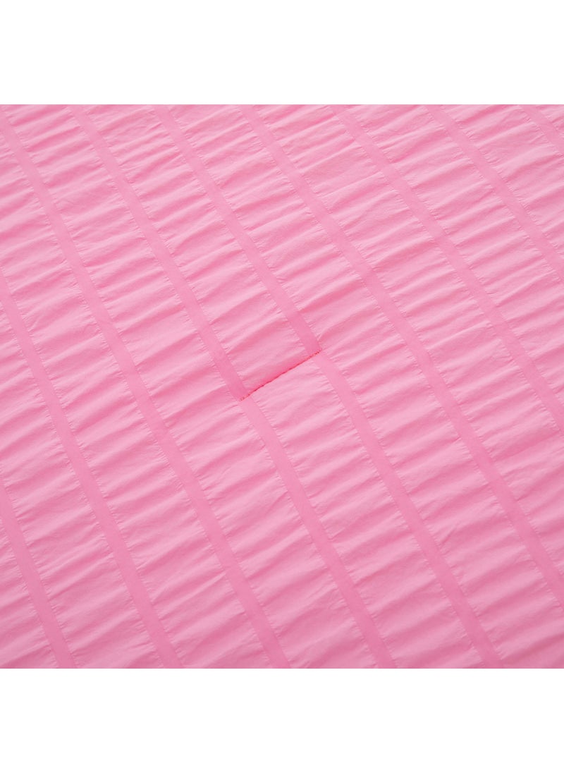 Yadangxiawa Yadangxiawa Pink Comforter Sets King Size  Pink Seersucker Bedding Set 3-Pieces Bed in a Bag Microfiber Lightweight Comforter All Season Bedding Sets with 2 Pillowcases  - Image 4