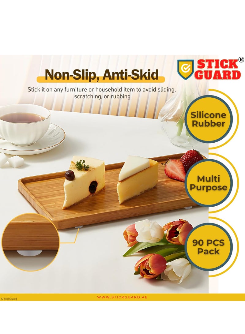 StickGuard Clear Self-Adhesive Cabinet Door Bumpers (Pack of 90) – Noise Dampening, Scratch-Resistant Silicone Pads for Drawers, Doors, Furniture, and More – Invisible Protective Cushion - Image 3