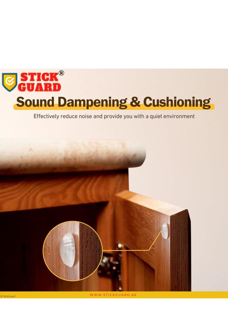 StickGuard Clear Self-Adhesive Cabinet Door Bumpers (Pack of 90) – Noise Dampening, Scratch-Resistant Silicone Pads for Drawers, Doors, Furniture, and More – Invisible Protective Cushion - Image 5