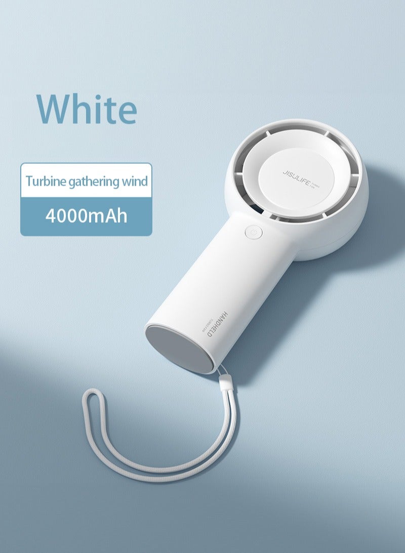 JISULIFE handheld turbo fan [16 hours maximum cooling time] Mini portable handheld fan,4000mAh USB rechargeable Mini fan,5 speeds,suitable for travel/home/office/shopping - Image 1