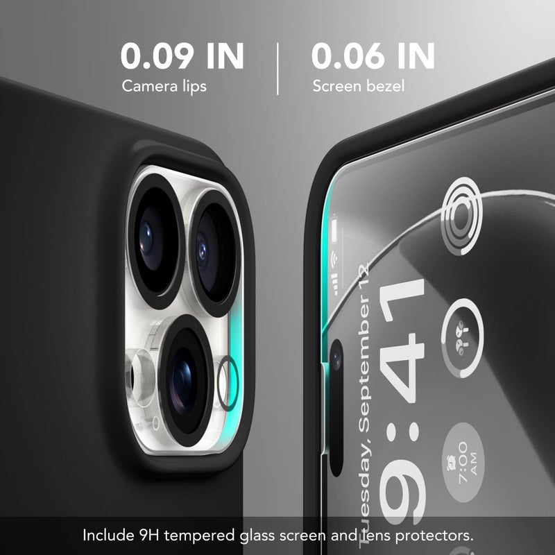 GONEZ for iPhone 15 Pro Max Case Silicone, Compatible with Magsafe, Camera Protector + Screen Protector, Soft Anti-Scratch Microfiber Lining, Liquid Silicone Shockproof Phone Cover, Black - Image 5