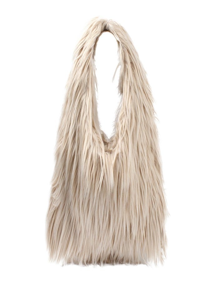 AISI Women Faux Fur Tote Bag Fluffy Plush Shoulder Bags Soft Casual Hobo Bag Big Capacity Shopping Bag - Image 1