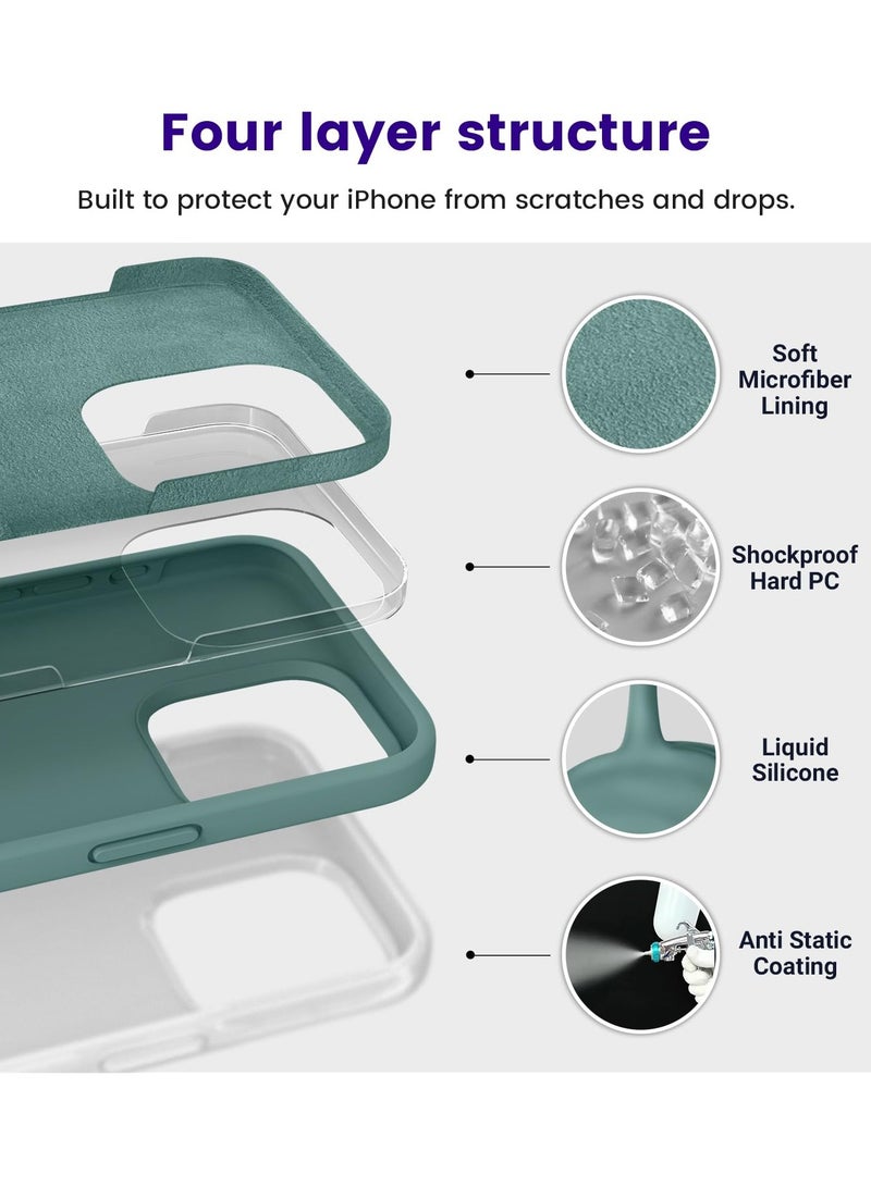 iPhone 15 Pro Case Liquid Silicone 3 Layers Full Covered Soft Gel Rubber iPhone 15 Pro Cover Slim Phone Case with Anti-Scratch Microfiber Lining for Apple iPhone 15 Pro 6.1 Inch