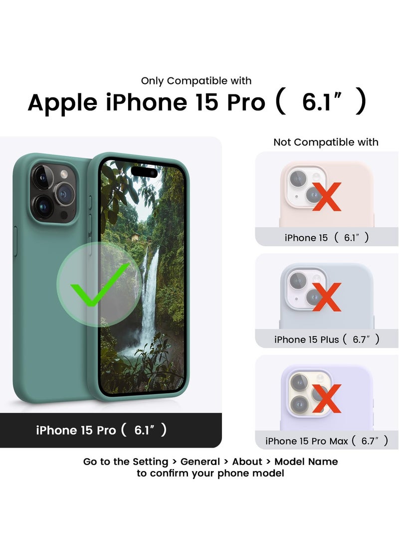 iPhone 15 Pro Case Liquid Silicone 3 Layers Full Covered Soft Gel Rubber iPhone 15 Pro Cover Slim Phone Case with Anti-Scratch Microfiber Lining for Apple iPhone 15 Pro 6.1 Inch