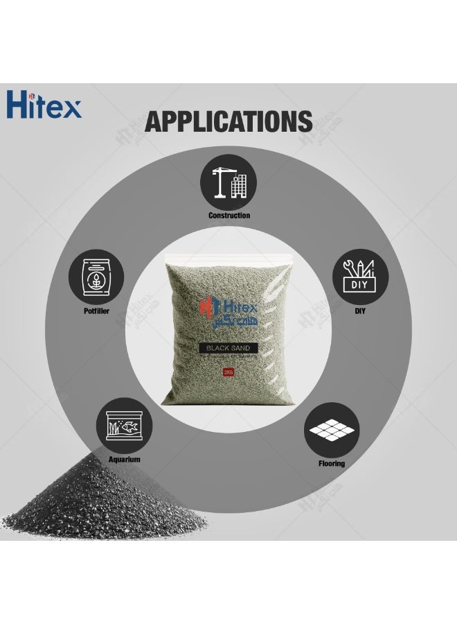 Hitex Natural Black Sand for Multi-Purpose Uses Crafts, Construction, Decor, Vase Filler, Therapy, DIY, Flooring, Organic Plants Soil Mix, Zen Decoration Indoor and Outdoor | 3 Kg - Image 2