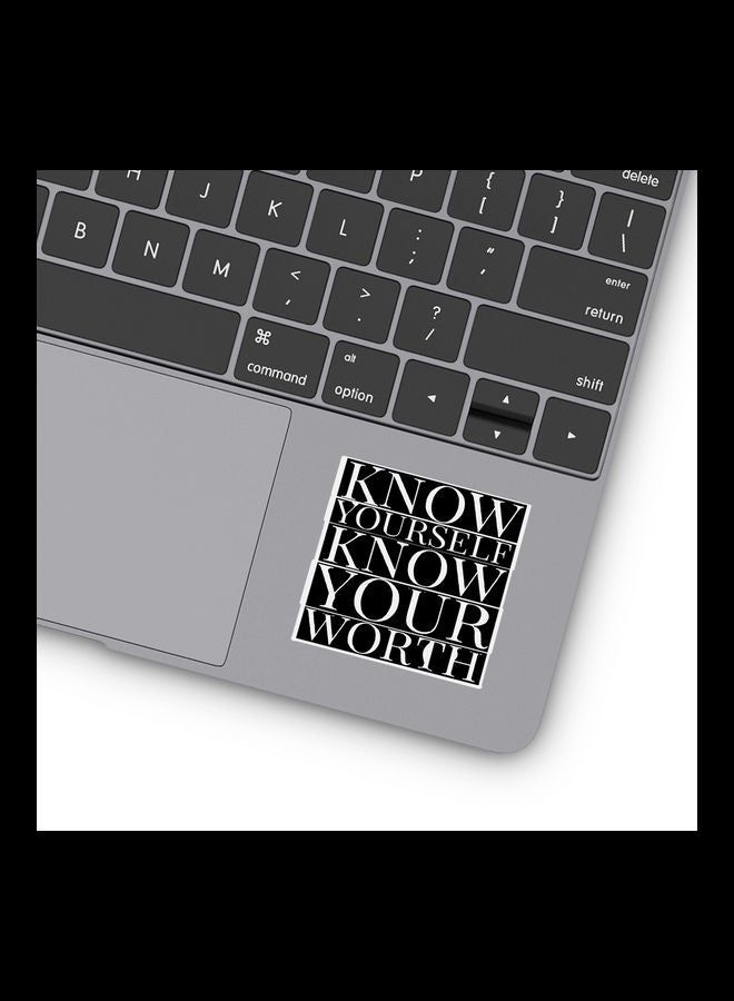 RKN Know Your Worth Quote Vinyl Stickers For Laptop 3inch - Image 1