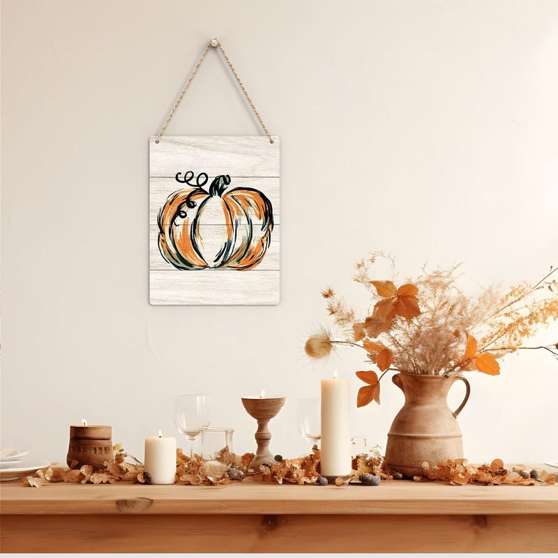 FREHVN Fall Decorations for Home Office Front Door Decor Signs, Fall Sign, Fall Decor, Fall Theme Pumpkin Sign, Autumn Wall Hanging Decor 8 X 10 Inch - Image 4