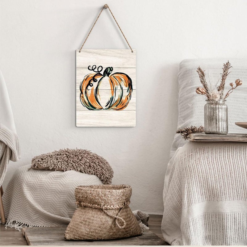 FREHVN Fall Decorations for Home Office Front Door Decor Signs, Fall Sign, Fall Decor, Fall Theme Pumpkin Sign, Autumn Wall Hanging Decor 8 X 10 Inch - Image 3