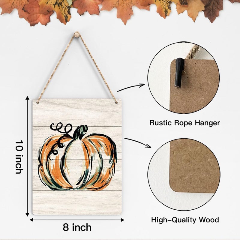 FREHVN Fall Decorations for Home Office Front Door Decor Signs, Fall Sign, Fall Decor, Fall Theme Pumpkin Sign, Autumn Wall Hanging Decor 8 X 10 Inch - Image 2