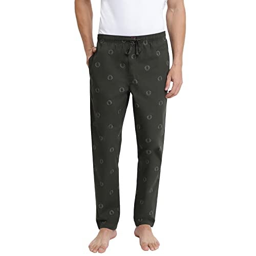 Van Heusen Men Sport Varsity Inspired Casual Style Pyjamas - 100% Combed Cotton - Drawstring Waist, Allover Print_70012_Grey Aop01_M - Image 1