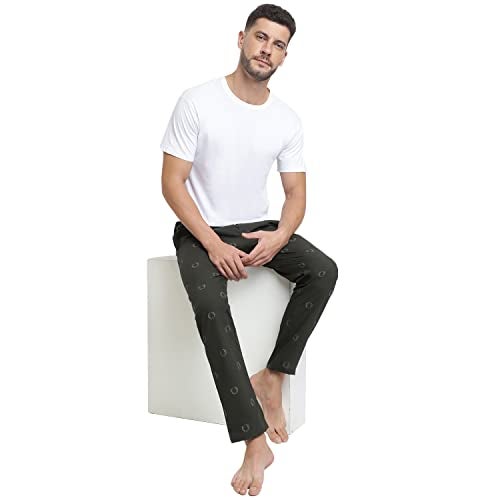 Van Heusen Men Sport Varsity Inspired Casual Style Pyjamas - 100% Combed Cotton - Drawstring Waist, Allover Print_70012_Grey Aop01_M - Image 5
