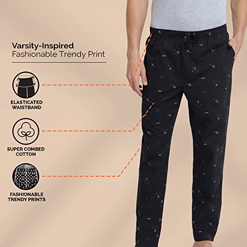 Van Heusen Men Sport Varsity Inspired Casual Style Pyjamas - 100% Combed Cotton - Drawstring Waist, Allover Print_70012_Grey Aop01_M - Image 2