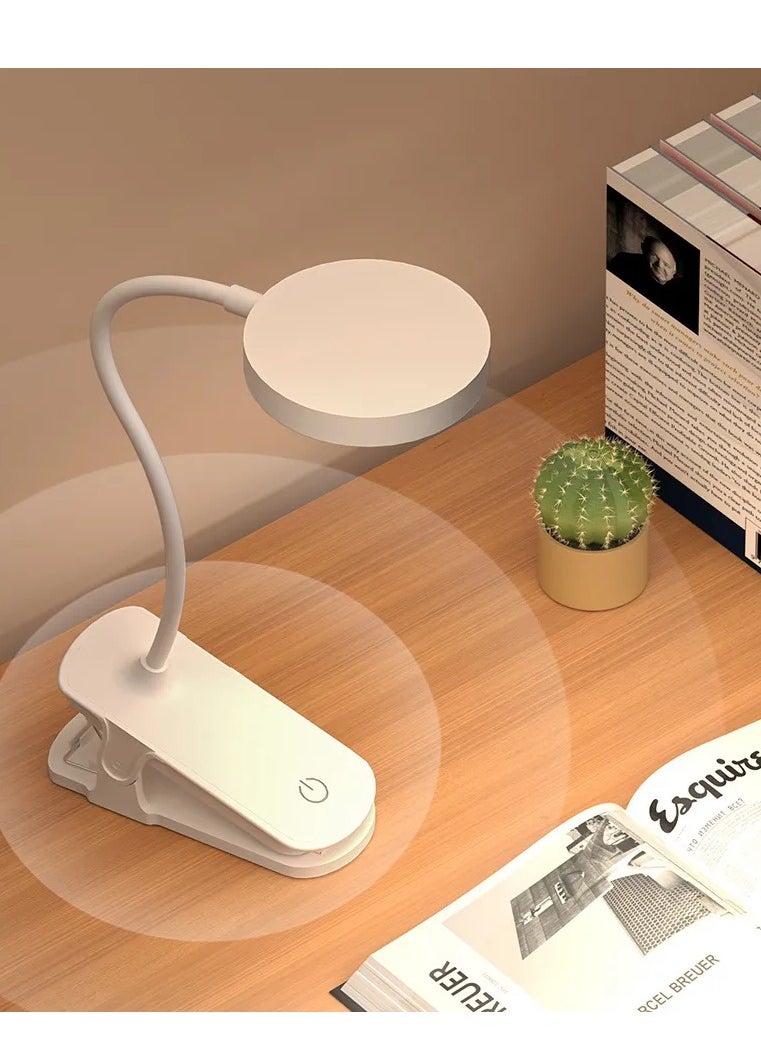 Generic LED USB Desk Lamp, Rechargeable Eye Protection Desk Lamp, Clip Base Learning Touch Folding Bedside Lamp for Student Dormitory Office Desk Reading White  - Image 3