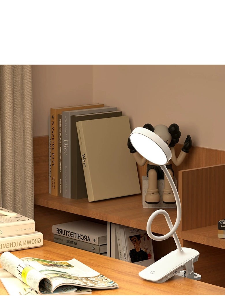 Generic LED USB Desk Lamp, Rechargeable Eye Protection Desk Lamp, Clip Base Learning Touch Folding Bedside Lamp for Student Dormitory Office Desk Reading White  - Image 1