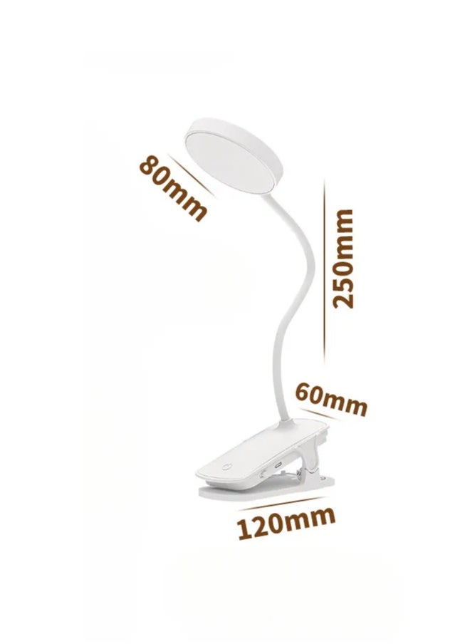Generic LED USB Desk Lamp, Rechargeable Eye Protection Desk Lamp, Clip Base Learning Touch Folding Bedside Lamp for Student Dormitory Office Desk Reading White  - Image 5