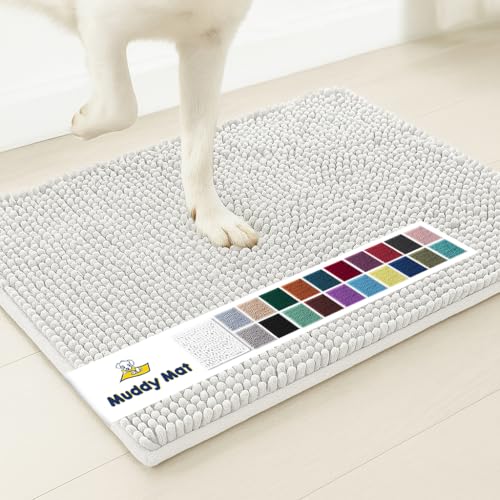 Muddy Mat Super Absorbent Door Mat Indoor Microfiber Quick Dry Chenille Entryway Rug NonSlip Front Door Mat Indoor Mats for Entryway Machine Washable Pet Rug White 28x18 - Image 1
