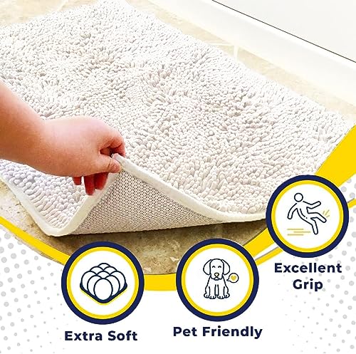 Muddy Mat Super Absorbent Door Mat Indoor Microfiber Quick Dry Chenille Entryway Rug NonSlip Front Door Mat Indoor Mats for Entryway Machine Washable Pet Rug White 28x18 - Image 3
