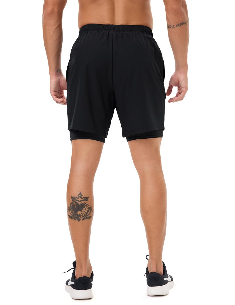 Naarts Men's 2 in 1 Athletic Running Shorts Quick Dry 5 Inch Lightweight Workout Gym Shorts with Liner and Pockets Black,Medium - Image 5