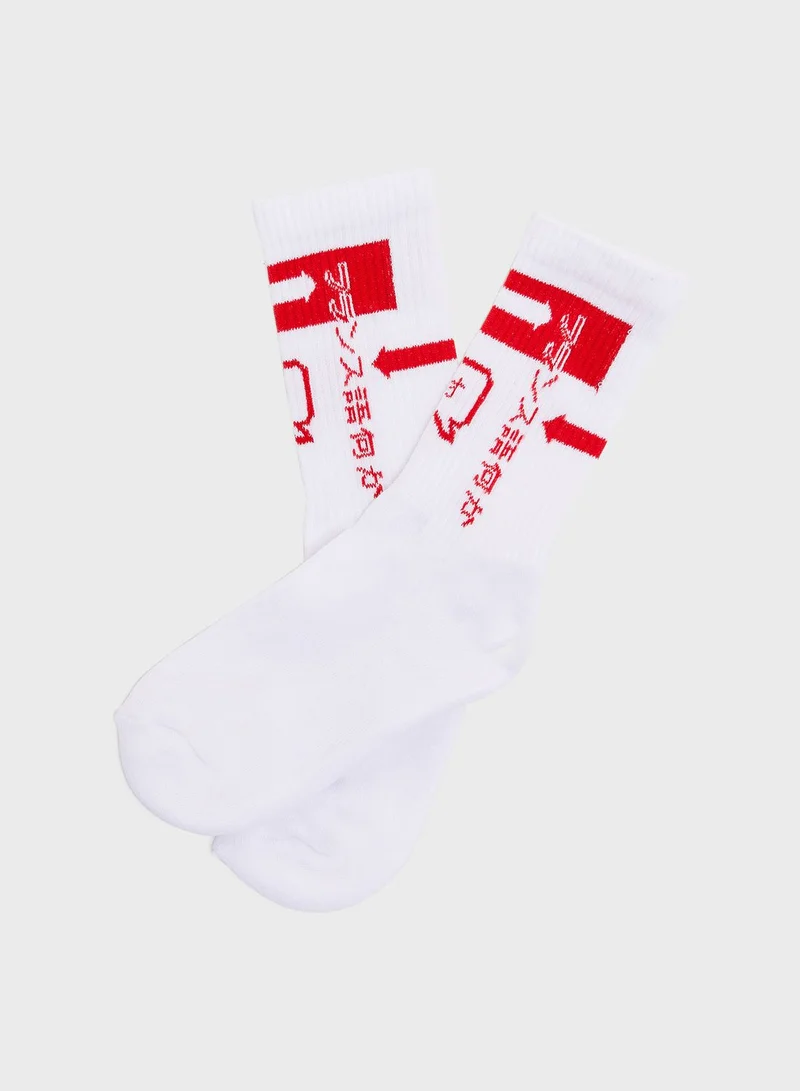 URBAN OUTFITTERS Slogan Detail Crew Socks