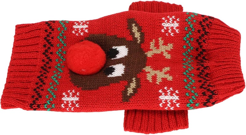 Dog Holiday Sweaters Adorable Snowman Pattern Pet Sweater, Premium Acrylic Fiber Material for Small Medium Dogs, Ideal for Christmas and Travel (Red) - Image 3