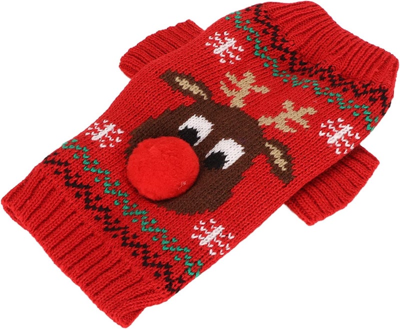 Dog Holiday Sweaters Adorable Snowman Pattern Pet Sweater, Premium Acrylic Fiber Material for Small Medium Dogs, Ideal for Christmas and Travel (Red) - Image 1