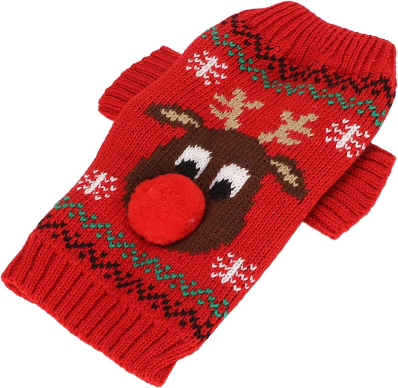 Dog Holiday Sweaters Adorable Snowman Pattern Pet Sweater, Premium Acrylic Fiber Material for Small Medium Dogs, Ideal for Christmas and Travel (Red) - Image 4