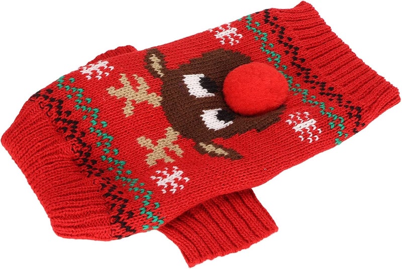 Dog Holiday Sweaters Adorable Snowman Pattern Pet Sweater, Premium Acrylic Fiber Material for Small Medium Dogs, Ideal for Christmas and Travel (Red) - Image 2