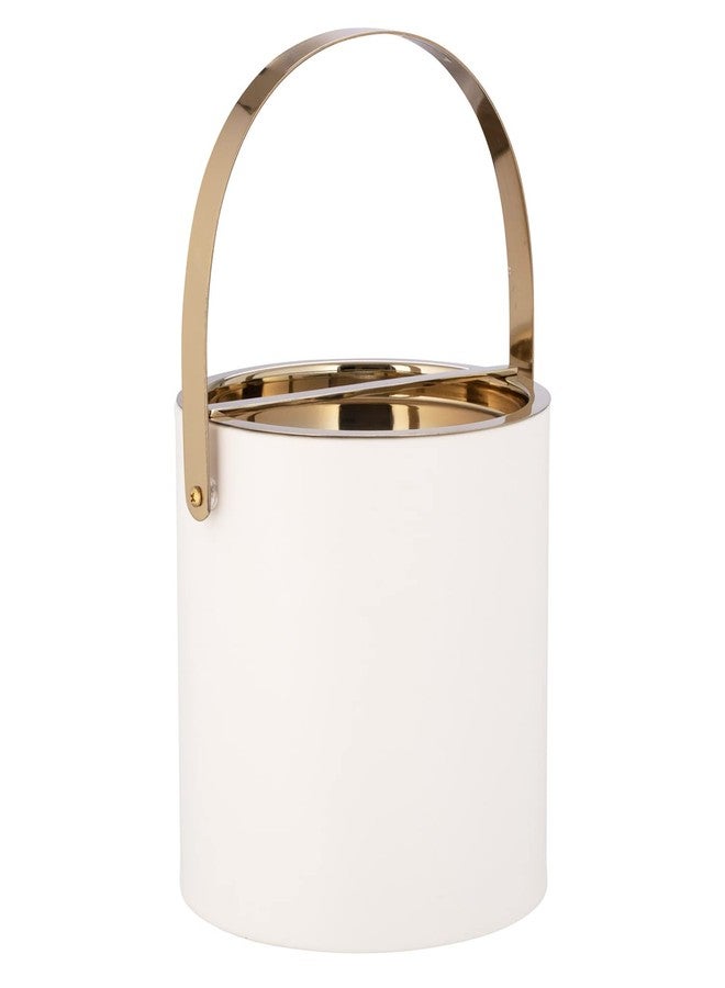 Kraftware Polished Gold Arch Handle & Bridge Cover: White Milan 3qt Ice Bucket - Image 1