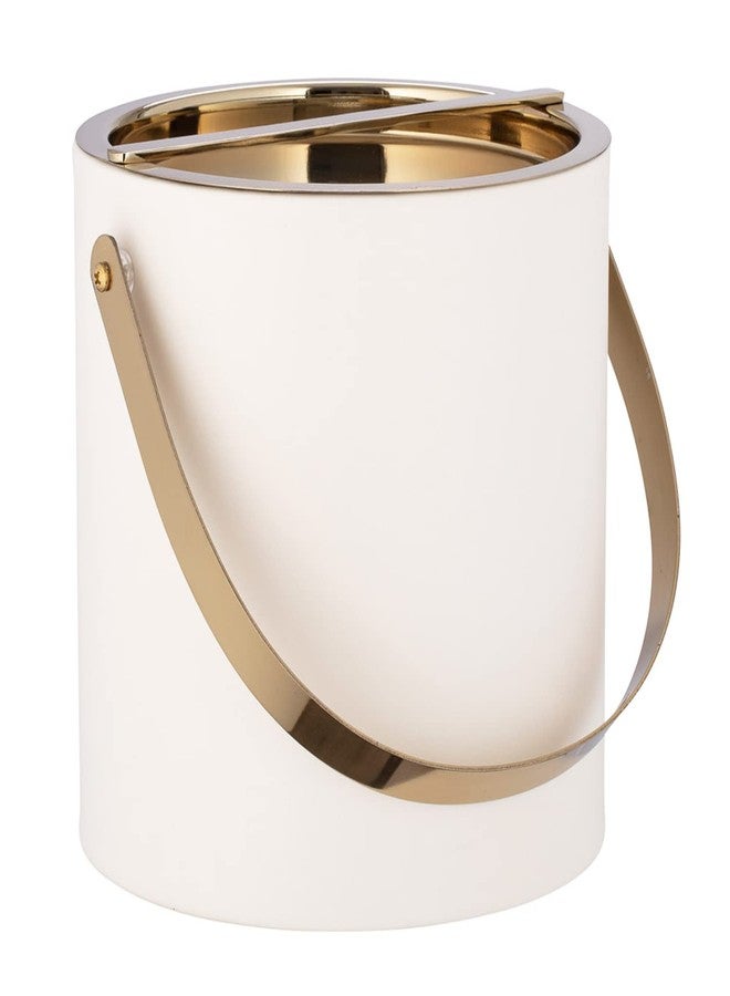 Kraftware Polished Gold Arch Handle & Bridge Cover: White Milan 3qt Ice Bucket - Image 2
