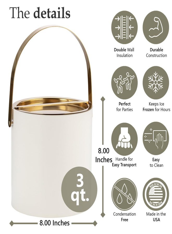 Kraftware Polished Gold Arch Handle & Bridge Cover: White Milan 3qt Ice Bucket - Image 4