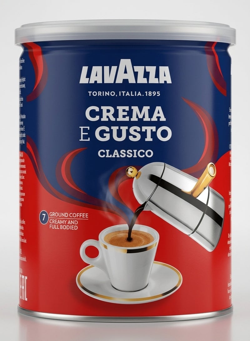 Lavazza Crema E Gusto Ground Coffee Tin 250g Dark Roast - Image 1
