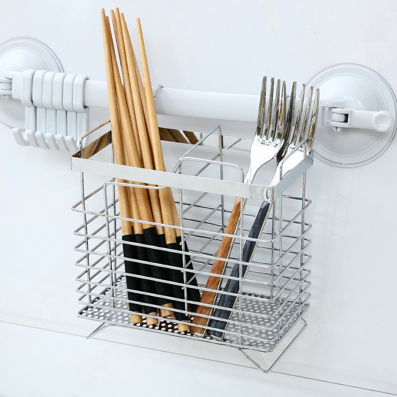 Stainless Steel Chopsticks Holder Household Chopsticks Bucket Kitchen Hanging Tableware Spoon Storage Box Chopsticks Cage Drain Rack - Image 2