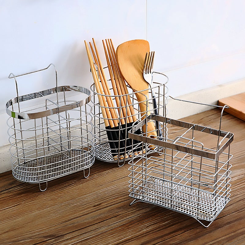 Stainless Steel Chopsticks Holder Household Chopsticks Bucket Kitchen Hanging Tableware Spoon Storage Box Chopsticks Cage Drain Rack - Image 4