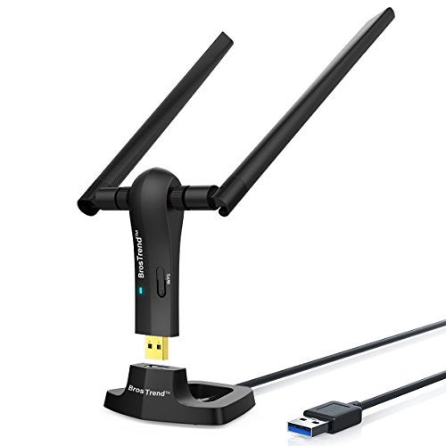 BrosTrend 1200Mbps Long Range USB WiFi Adapter for PC Desktop Laptop of Windows 11/10/8.1/8/7, Wireless Adapter Dual Band 2.4GHz 300Mbps + 5GHz 867Mbps, 2X 5dBi High Gain Antennas, USB 3.0 Cradle - Image 1