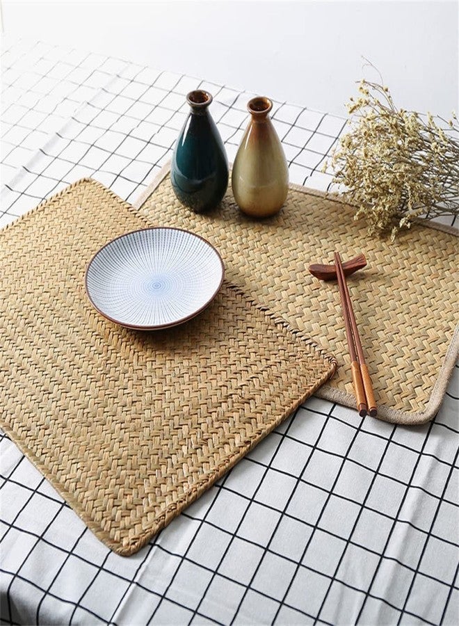 DOKOT Natural Woven Rattan Rectangular Placemats Seagrass Place Mats for Dining Table, 18x12inches Set of 4 - Image 5