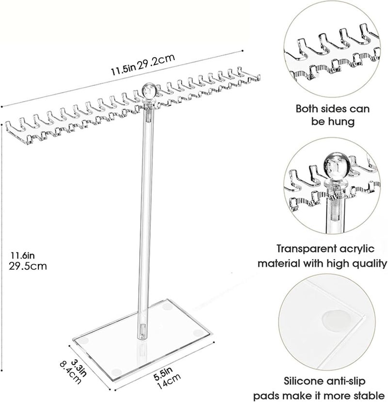 Acrylic Jewelry Stand, Bracelet Holder - Transparent Necklace Organizer with 42 Hooks, Earring & Bracelet Display - Image 3