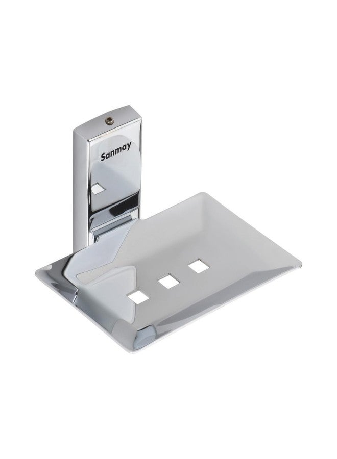 Sanmay Stainless Steel 18G Rectangular Bathroom Wall Mounted 3 dot Soap Dish (Set of 2) - Image 2